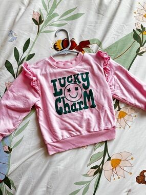 Little Sleepies Pink 'Lucky Charm' Ruffle Sleeve Sweatshirt
